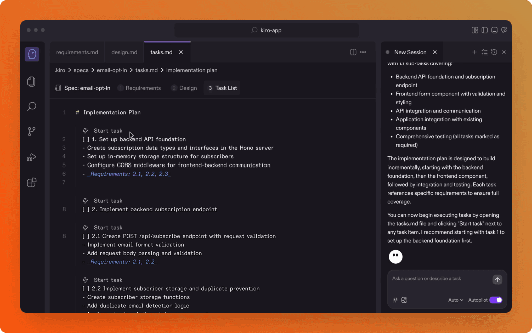 Kiro IDE interface