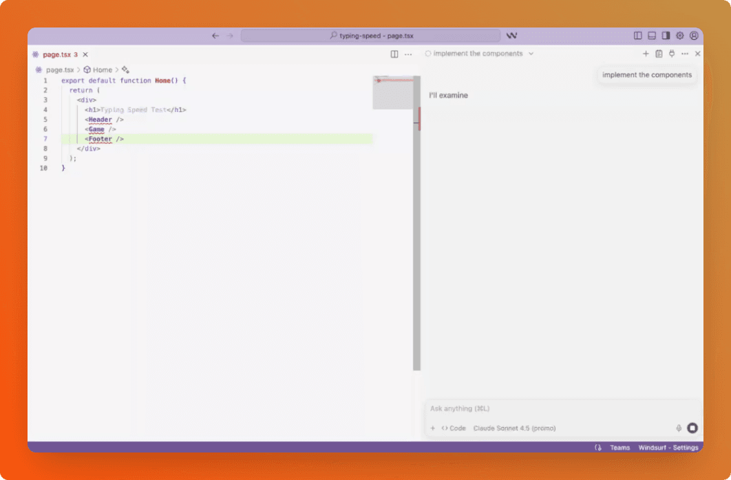 Windsurf IDE interface