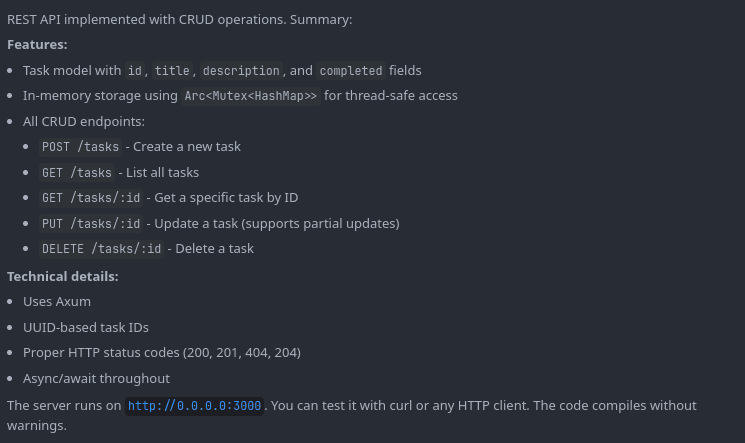 Completion summary